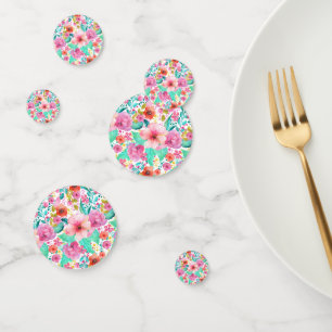 Confettis Aquarelles colorées fleurs motif