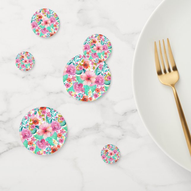 Confettis Aquarelles colorées fleurs motif (Groupe)