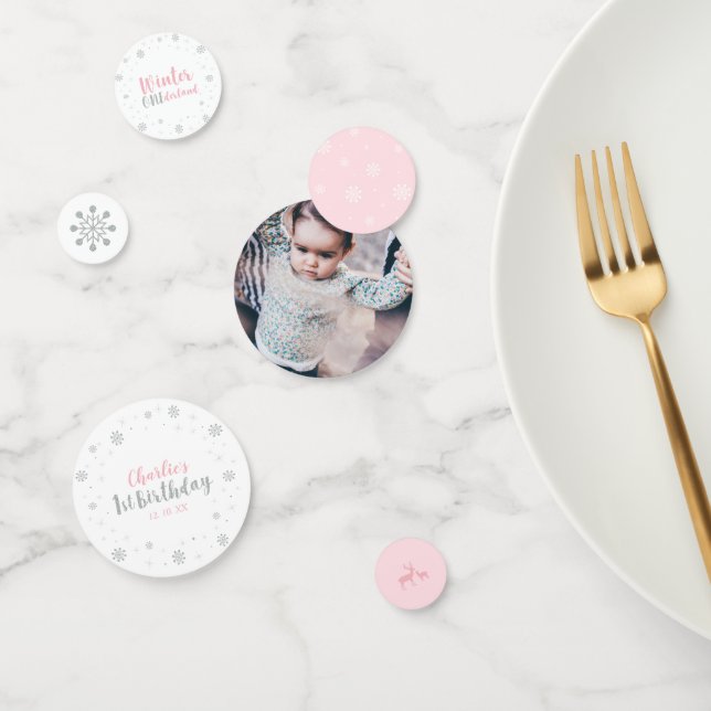 Confettis Argent et rose hiver Wonderland Girl 1er anniversa (Groupe)