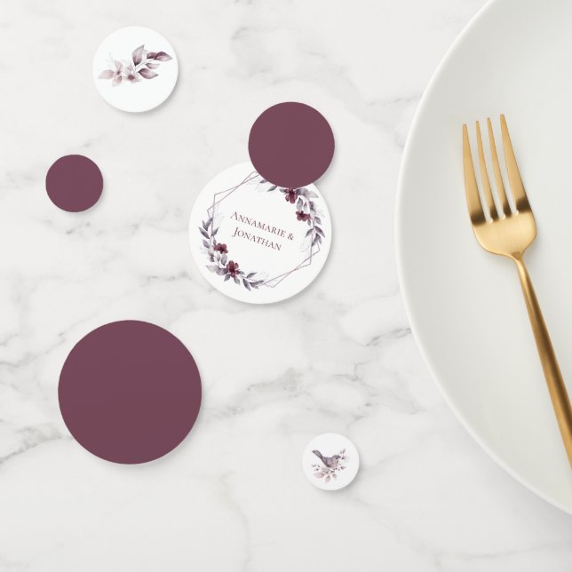 Confettis Aubergine Mauve Rose Dusté violet violet Feuilles  (Groupe)