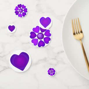 Confettis B&W Purple Hearts Beating