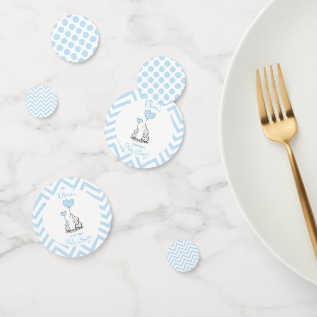 Confettis Baby Blue Elephant Baby shower personnalisé (Groupe)