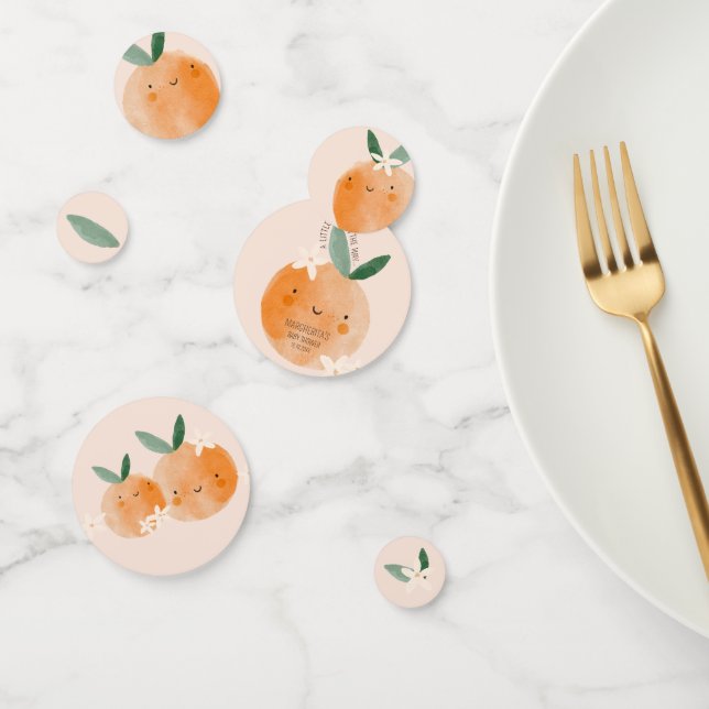 Confettis Baby shower botanique Little Cutie Orange Citrus (Groupe)