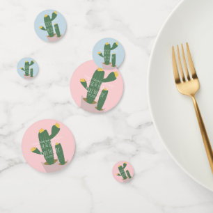 Confettis Baby shower Cactus Cupcakes Merci bleu rose
