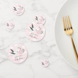 Confettis Baby shower de cigogne rose