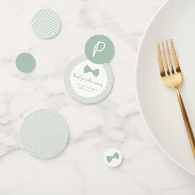 Confettis Baby shower de cravate de la en vichy verte Sage (Groupe)