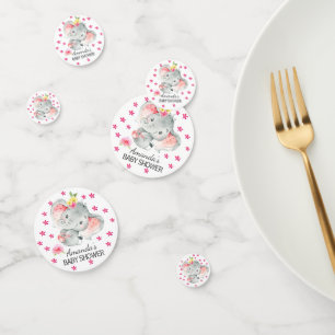 Confettis Baby shower d'éléphants joyeux 