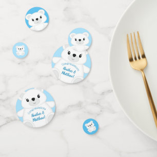 Confettis Baby shower d'ours bleu polaire