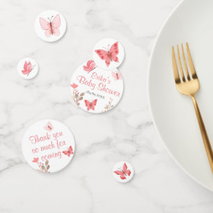 Confettis Baby shower Fille Chic Rose Floral Papillons