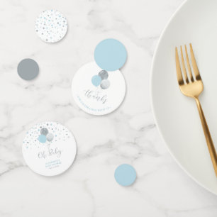 Confettis Baby shower Garçon Silver & Blue Balloons