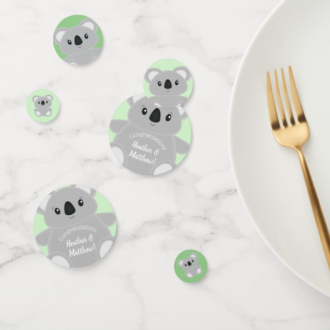 Confettis Baby shower Ours Koala Vert (Groupe)
