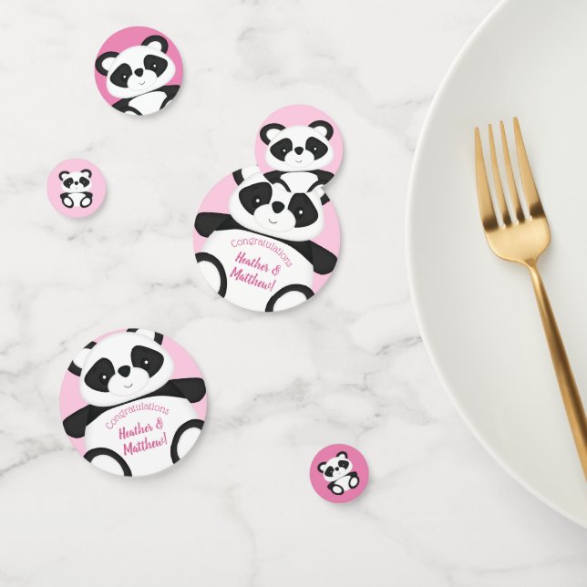 Confettis Baby shower Ours Panda Rose (Groupe)