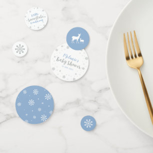 Confettis Baby shower pour garçon Silver & Blue Winter Snowf