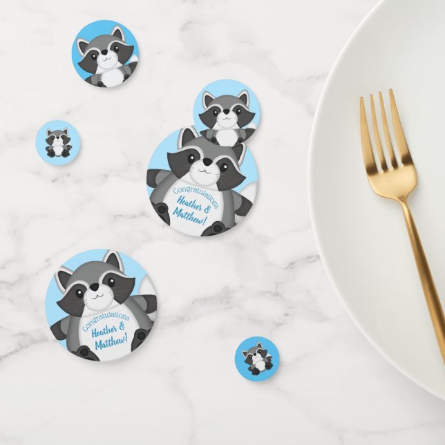 Confettis Baby shower Raccoon bleu (Groupe)