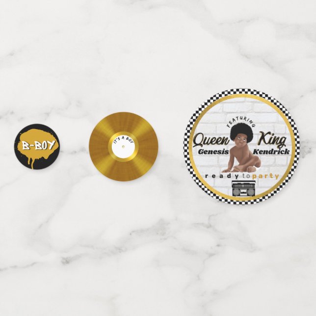 Confettis Baby shower rétro Hip hop du bébé Afro 90 (Derrière)