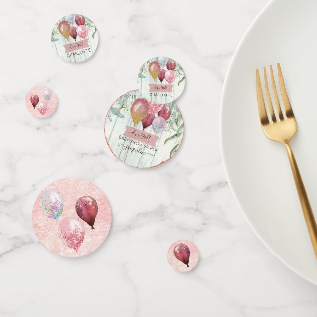 Confettis Ballons Parties scintillant rose Eucalyptus Baby G (Groupe)