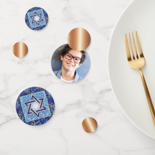 Confettis Bar Mitzvah Star de David Royal Or Juif (Groupe)