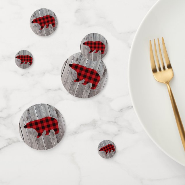 Confettis bison plaid ours sauvage un 1er anniversaire fête (Groupe)