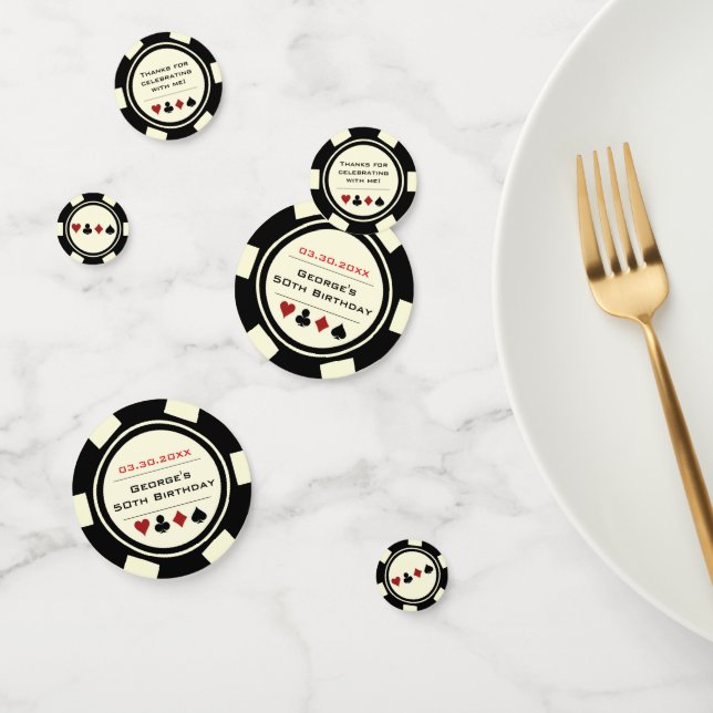 Confettis Black Off-White Poker Chip Las Vegas Anniversaire (Groupe)