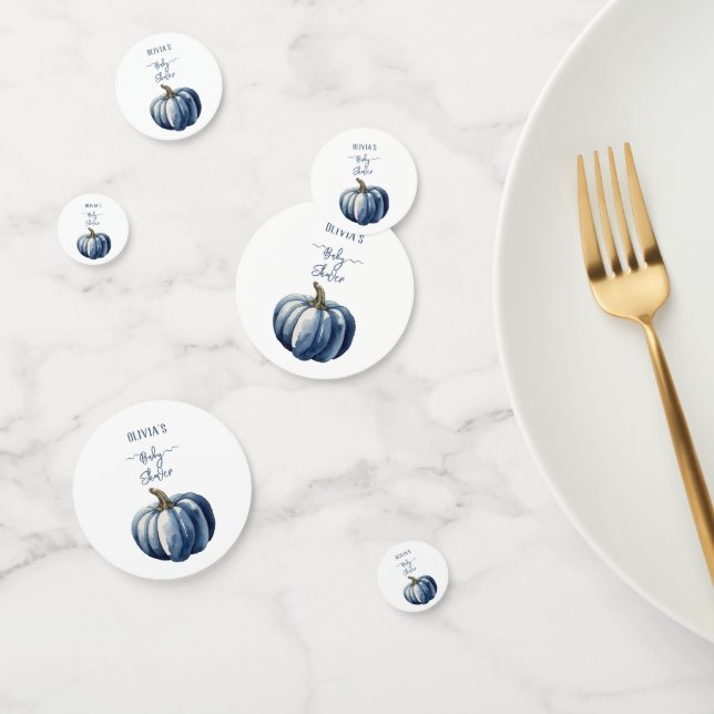 Confettis Bleu Citrouille Aquarelle Boho Baby Boy Douche (Groupe)