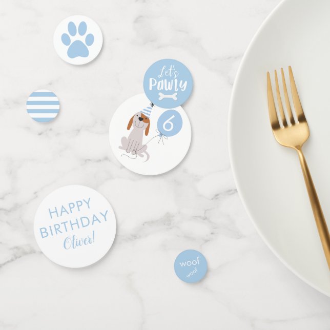 Confettis Bleu Cute Chien Chien Chien Anniversaire (Groupe)