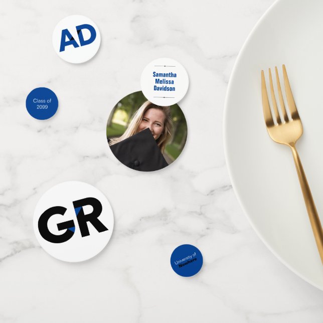 Confettis Bleu Gros Gras Lettres Angle-Coupe Graduation (Groupe)