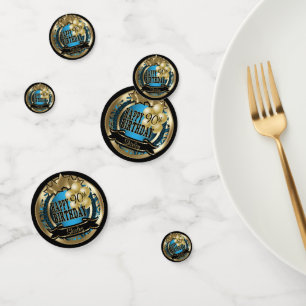 Confettis Blue et or Metallic Joyeux Anniversaire Star