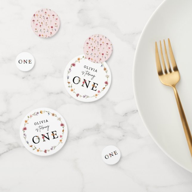 Confettis Blush Fleur sauvage Fille 1er anniversaire (Groupe)