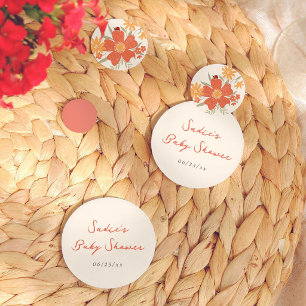 Confettis Bouchon d'amour Fleur Rétro Fille Baby Shower
