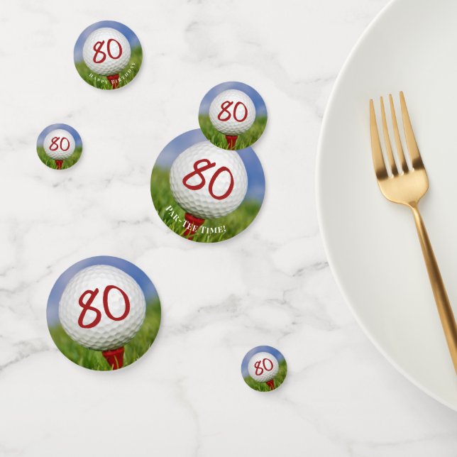 Confettis Boule de golf 80e anniversaire sur tee (Groupe)
