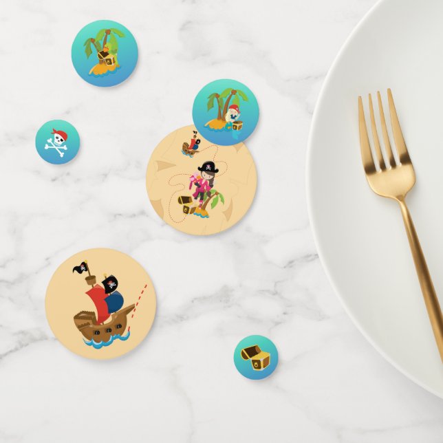 Confettis Carte du trésor Fille rose Pirate fête d'anniversa (Groupe)