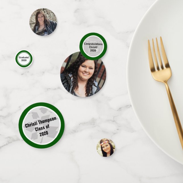 Confettis Célébration de la graduation verte et blanche (Groupe)