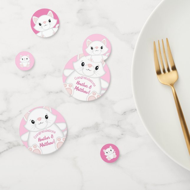 Confettis Chat Baby shower Kitty Rose (Groupe)