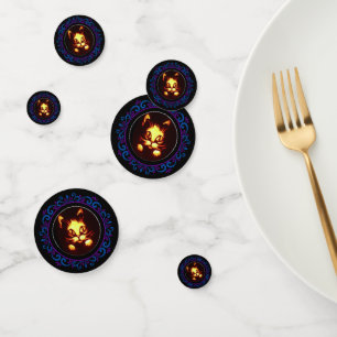 Confettis Chat d'Halloween bleu violet orange brillant
