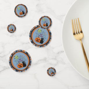 Confettis Chat noir et citrouille Halloween pas effrayant