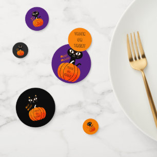 Confettis Chat noir violet orange Citrouille Halloween éffra