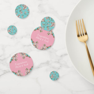 Confettis Cherry Blossom Turquoise Baby shower Vintage rétro