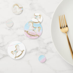 Confettis Cheval Rocher bleu rose Baby shower neutre pour le