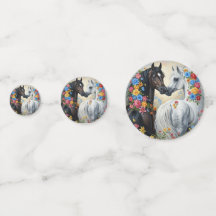 Chevaux encadrés de fleurs