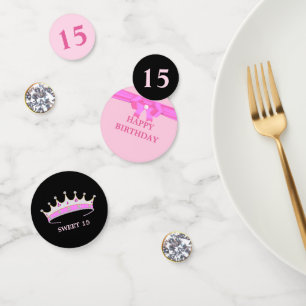 Confettis Chic 15e, 16e anniversaire sur or rose et noir