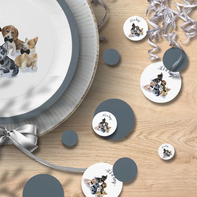 Confettis Chiot pur | Cravate noire Élégant Baby shower mign (Pure Puppy | Black Tie Elegant Cute Baby Shower Confetti)