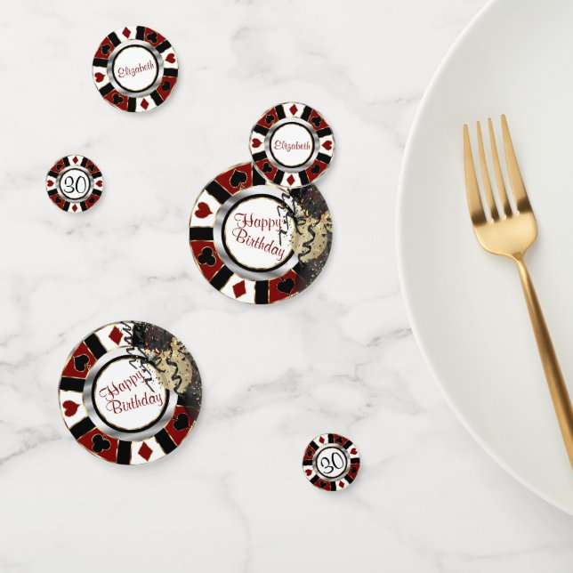 Confettis Chip de Poker pour le Casino d'Anniversaire - en r (Groupe)