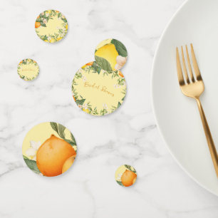 Confettis Citron Oranges Floral Fête de Mariage
