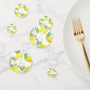 Confettis Citrons jaunes modernes Vert Feuille Mariage