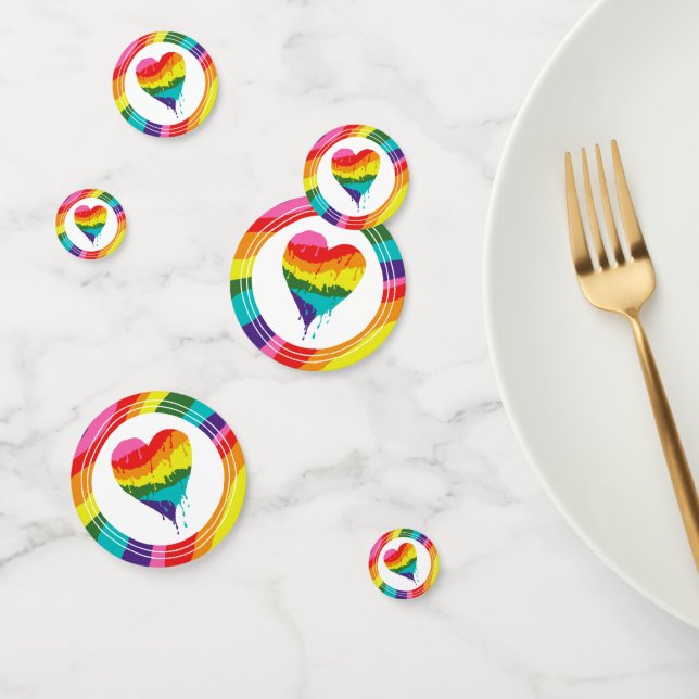 Confettis Coeur arc-en-ciel LGBT (Groupe)
