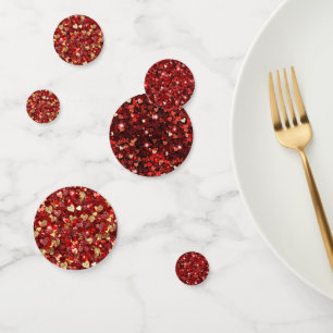Confettis Coeurs de Parties scintillant Red Gold