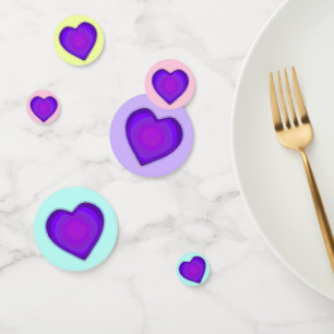 Confettis Couleurs pastel & coeurs violets battre