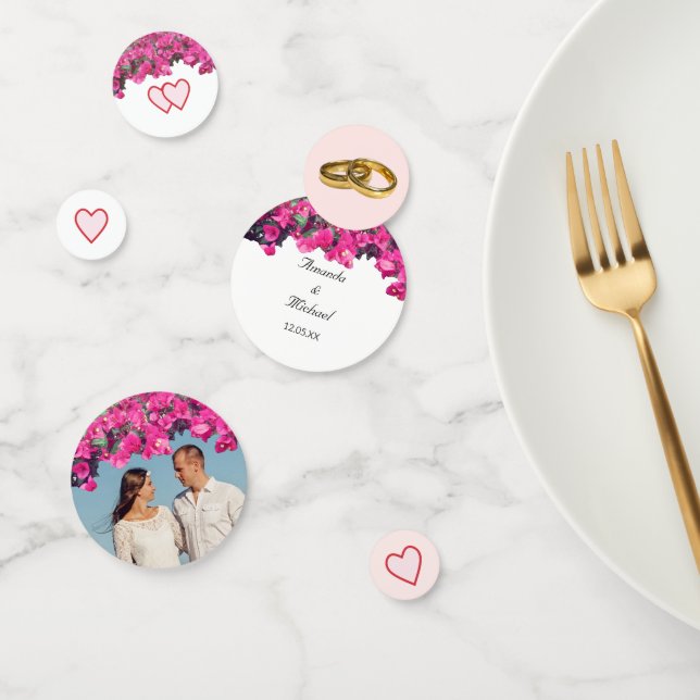 Confettis Couple Tropical Floral Mariage (Groupe)