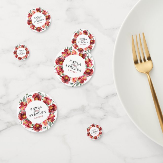 Confettis couronne de fleurs rouge foncé (Groupe)