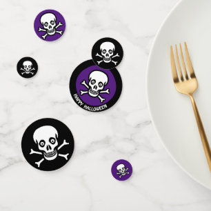 Confettis Crâne Joyeux Halloween sur fond Noir et Violet Roy